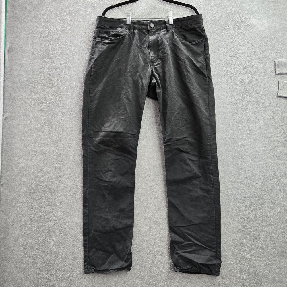 Theory Men Pants 36 Black Haydin 5 Pocket Straight Slim Fit Twill Linen Blend